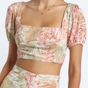 Showpo Floral Print Puff Sleeve Crop Top